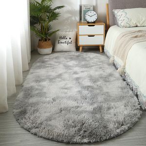 Teppich Oval für Wohnzimmer Große Teppiche Plüsch Flauschig Kinderzimmer Kinderbett Haarige Weiche Fußmatten Wohnkultur 230113