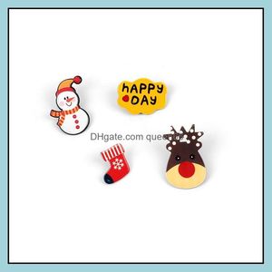 Brocos de pinos 12 pacotes de broche de broche de Natal Presentes de decoração incluídos Tree Papai Noel Snowman Jingle Bells Star Drop dell Dhk8i