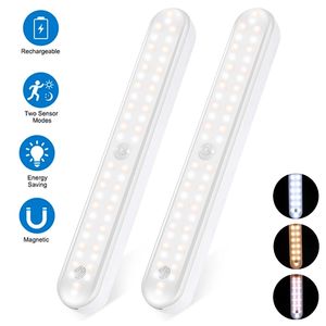 Sensor de movimento leve sem fio LED Night Light Light USB Recarregável Closet Lightrobe Light Smart Lamp Backlight para armários de cozinha