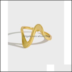 Band Rings Korean Style Ins Simple Wave Ring For Women 100 925 Sterling Sier Open Fine Party Jewelry Ymr704 Drop Delivery Otmsx