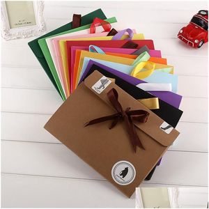 Wrap Prezent 24x18x0.7cm Kokardka Kraft Papierowa torba kieszeniowa chusteczka chusteczka jedwabny szalik