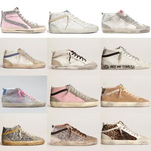 Golden Mid Slide star high top Sneaker Moda uomo donna scarpe casual di lusso Paillettes Classic White Do-old Dirty star sneakers donna