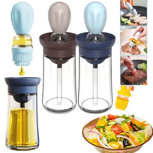 BBQ Tools Accessories 2 in 1 Kitchen Silicone Oil Bottle with Brush Baking Barbecue Steak Olive Sauce Dispenser Tool 230113