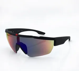 Modetrend-Designer 03X Herren-Sonnenbrille, Retro, beliebt, übergroß, Halbrahmen, mehrfarbige Gläser, Outdoor, sportlich, Freizeit-Stil, UV-Schutz, mit Etui