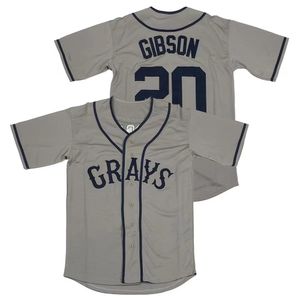 Maglia da baseball da uomo n. 20 Josh Gibson Homestead Grays Negro National League Ed Gray
