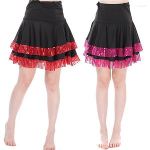 Stage Wear Sequins Skirt Latin Dance Dress Sexy Ginastica Top Latina Para Mulher Girls Ballroom Rumba Dancewear