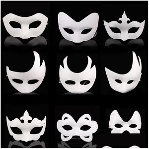 Party Masks White Unpainted Face Plain/Blank Paper Pp Mask Diy Dancing Christmas Halloween Masquerade Za4617 Drop Delivery Home Gard Dhltf