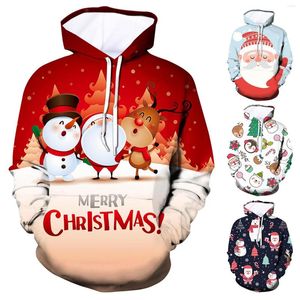 Мужские толстовка рождественская модная капюшона мужчина/женщина хип -хоп осень и зимняя уличная одежда смешная Санта -Клаус одежда Sudaderas 2023