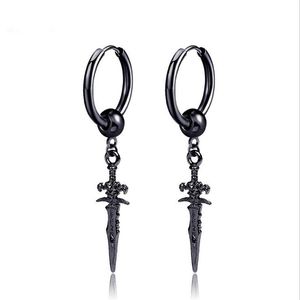 Brincos de garanhão retrô preto cool sword piercings para homens homens personalidade não piercing jóias punk falsas