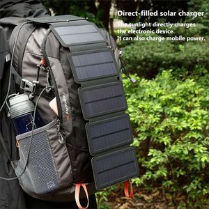 Solar Panels KERNUAP Sun Folding 10W Solar Cells Charger 5V 2.1A USB Output Devices Portable Solar Panels for Smartphones 230113