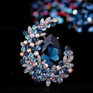 Broches Ajojewel Elegante Crystal Moon Broche Broche Wholesale Corsage Pin Autumn Winter Jewelry for Couat Suit Trendy Assessories