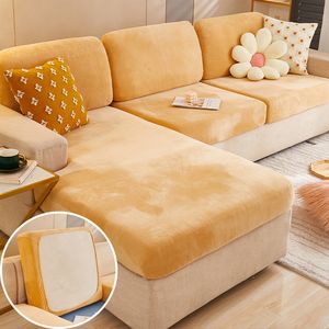Stol täcker sammet tyg soffa kudde elastisk soffa täckning l formad sätesfall fåtölj chaise lounge för vardagsrum 230113