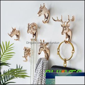 Hooks Rails New Animal Shaped Deer Stags Rhino Horse Giraffe Elephant Head Wall Hanger Coat For Hat Hook Rack Holder Home Decor Dr Otosq