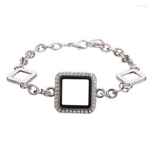 Braccialetto 5 pezzi bracciale color oro rosa vintage per donna uomo gioielli catena quadrata strass memory po ciondoli medaglione galleggiante gioielli