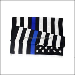 Bannerflaggor 3x5fts 90cmx150cm Lagstiftande tjänstemän USA: s amerikanska polis tunt blå linje flagga bleueline USA rrd8185 drop leverans ho otxeg