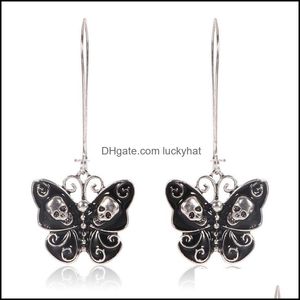 Fascino Personalità Orecchino Creatività individuale Ali di farfalla nere intarsiate con orecchini pendenti lunghi Skls Regali per gioielli da donna Otns1