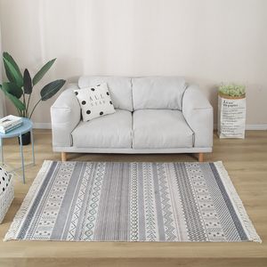 Carpet Nordic for Living Room Cotton Linen Hand Woven Bedroom Rug Tassel Macrame Floor Mat Pray Tatami Custom Size 230113