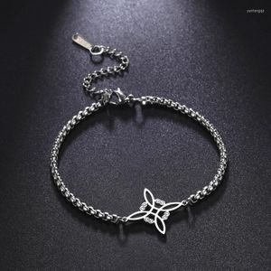 Charm Bracelets Witchcraft Witch Knot Bracelet Women Stainless Steel Box Chain On Hand Wicca Amulet Jewelry Gift 2023 Dropship