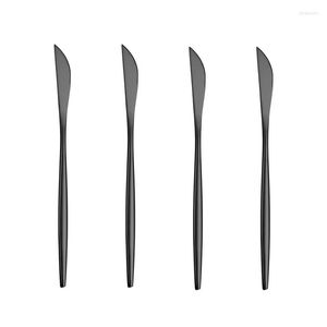 Dinnerware Sets Black Cutlery 4pcs Stainless Steel Knifes Set Kitchen Tableware Mirror Western Dinner Eco Friendly