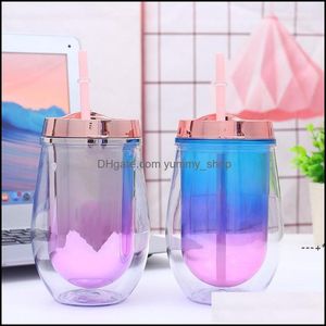 Tassen New12Oz 350 ml Kunststoff Weingläser Stielloses Glas mit Sts Doppelschicht U Eierschale Tasse Schluck Niedliches Seeschiff Drop Lieferung nach Hause GA Ot2Oq