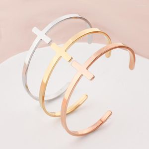 Bangle 3 kolory Stylowy krzyż dla kobiet Mężczyźni Blosą stal ze stali nierdzewnej Unisex Religijna Biżuteria