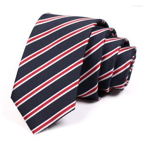 Bow Ties Mens Striped Tie Navy Blue Red 6CM For Men Business Suit Necktie Great Party Work Male Skinny Neck With Gift Box