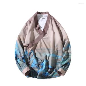 Men's Jackets Chinese Style Men's Clothing Ancient Han Ice Silk Robe Cardigan Loose Retro Tang Costume Cloak