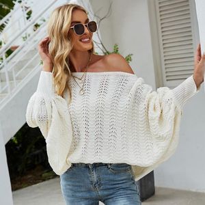 Women's Sweaters Autumn For Women 2023 Winter Fashion Sexy Slash Neck Batwing Sleeve Loose Tops Sweater White Black