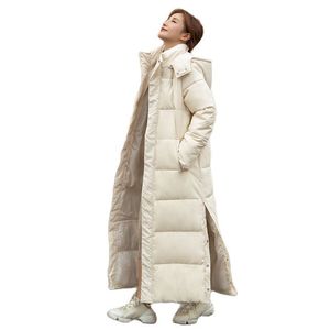 女性用ジャケットフード付き綿パッド入りジャケット冬の韓国韓国のゆるいXlong足首の長さ特大のパンパーカーオーバーコートスノーウェア230112