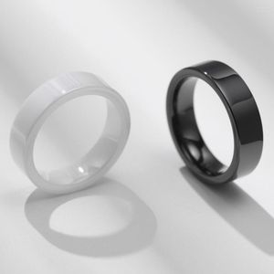 Wedding Rings Ceramic Men's Fashion Minimalist Personality Black White Glossy Initial Jewelry Hip Hop High Quality Accessories Gifts