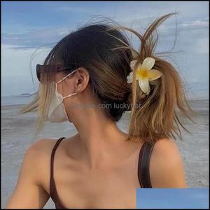 Braçadeiras comprimento 8 cm mulheres Bauhinia Flor Hair Face Bright Clips Plástico Claws Lady Shower Ponytail Flores médias Jóias de gancho Dhjwi