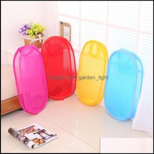 Storage Baskets Foldable Mesh Laundry Basket Pop Up Dirty Clothes Washing Bin Hamper Bag Organizer Home Supplies Dbc Drop Delivery G Dhpzx