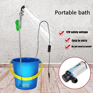 Bath Accessory Set Portable Car Washer 12V Camping Shower High Pressure Power Electric Pump for Outdoor Travel 230113