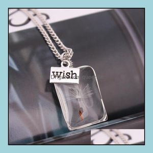 Pendant Necklaces Glass Bottle Necklace Dandelion Seed In Make A Wish Bead Orb Jewelry Drop Delivery Pendants Dh7C3