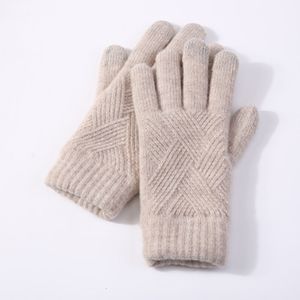 Fingerlose Handschuhe Weibliche Winter Warme Gestrickte Vollfingerhandschuhe Männer Feste Woll-Touchscreen-Fäustlinge Frauen Dicke Warme Radfahren Fahrhandschuhe H46 230113