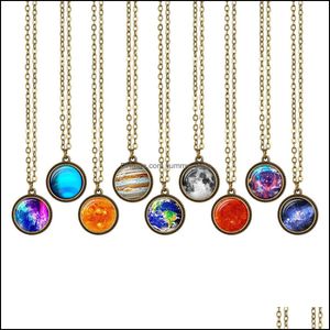 Colares pendentes Design Design de colar artesanal Universo Universo Galaxy Glass Dome Mulheres Jóias Moda Time Acessórios Gem Gream Drop De Ot8fy