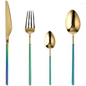 Geschirr-Sets, Edelstahl, europäisches Besteck-Set, Luxus, Kreativität, umweltfreundlich, Western-Gabel, Messer, wiederverwendbar, Servies, Tischkunst, EK50DS