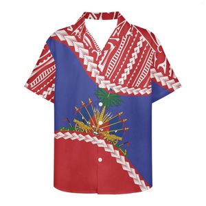 Camisas casuais masculinas Tribal Haitian Flag Prind Primavera/Verão Menina de Manga Curta Moda de Moda de Moda de Moda de Moda de Moda