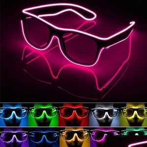 Outros suprimentos de festa de evento LED óculos iluminados brilhantes Presente Bright Festival Bright Festival Glow Sunglasses El Wire Flashing Drop D DHBNQ