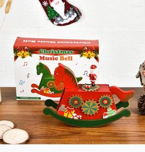 Decorative Figurines Est Arrival Christmas Music Box Wooden Rocking Horse Musical Desktop Decor Decorations