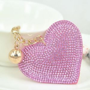 Keychains Lovely Hearts Keychain Tassel Pendants Fashion Gifts Key Chains Personalized Handbag Decorative Supplies Handmade Full Rhineston