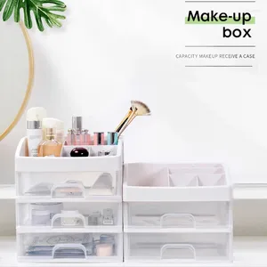 Storage Boxes 1/2/3Layer Plastic Comestic Box Make Up Brush Case Jewelry Container Cosmetic Sundries Holder Makeup Organizers