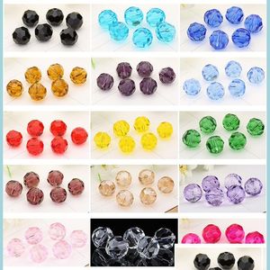 Glass 6Mm Ball Faceted Crystal Spacer Austria Section Beads Loose Round For Jewelry Making 17Colors Drop Delivery Dhfpq