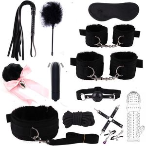 Bondage G Spot Vibrator Anal Plug Set Sex Toys for Women Whip Handcuffs BDSM Exotic Adult Games 230113