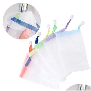 Bath Brushes Sponges Scrubbers 9X15Cm Soap Bag Foam Mesh Soaped Glove For Foaming Cleaning Soaps Net Bathroom Cleanings Gloves Me Dh5Fu