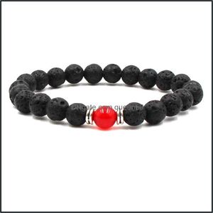 Beaded Neckor Black Lava Rock 8mm Beads Chakra For Men Women Jewelry Reiki Prayer Stone Yoga Armband Drop Delivery Pendants Dh9r3