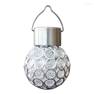 Solar LED Hanging Light Lantern Waterproof Hollow Out Ball Lamp For Outdoor Garden Yard Patio Drop