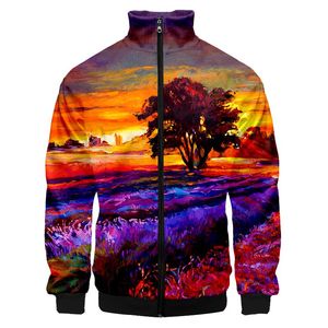 Men's Jackets Spring Men Jacket Coats Casual Colorful Pastoral Scenery Stand Collar Brand Clothing Male Outwear Dropship