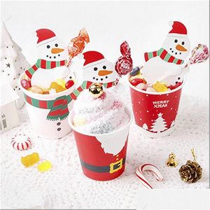 Parti Dekorasyonu 50pcs/Lot Karikatürleri Noel Baba Kağıt Lolipop Kartları Diy Hediye Paket Dekor Noel FY3992 BAŞLI TESLİM EV GED DHUVT