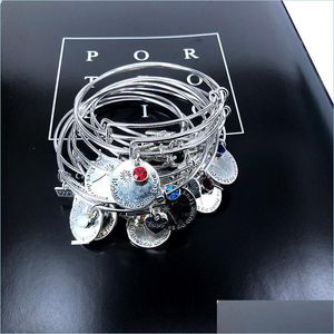 Charmarmband Justerbar ståltråd Bangle Bästa vän födelsedagspresent Birthstone Wish Love Charms Armband för kvinnor Drop Delivery J Dhjbx